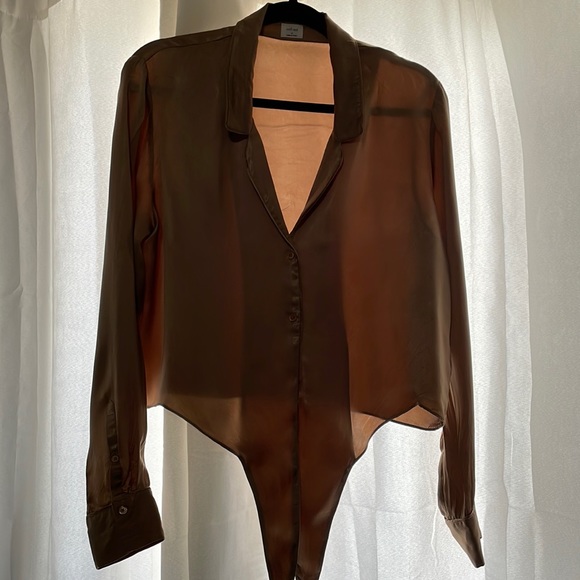 Wilfred Tie Front Blouse Tan - Picture 2 of 4